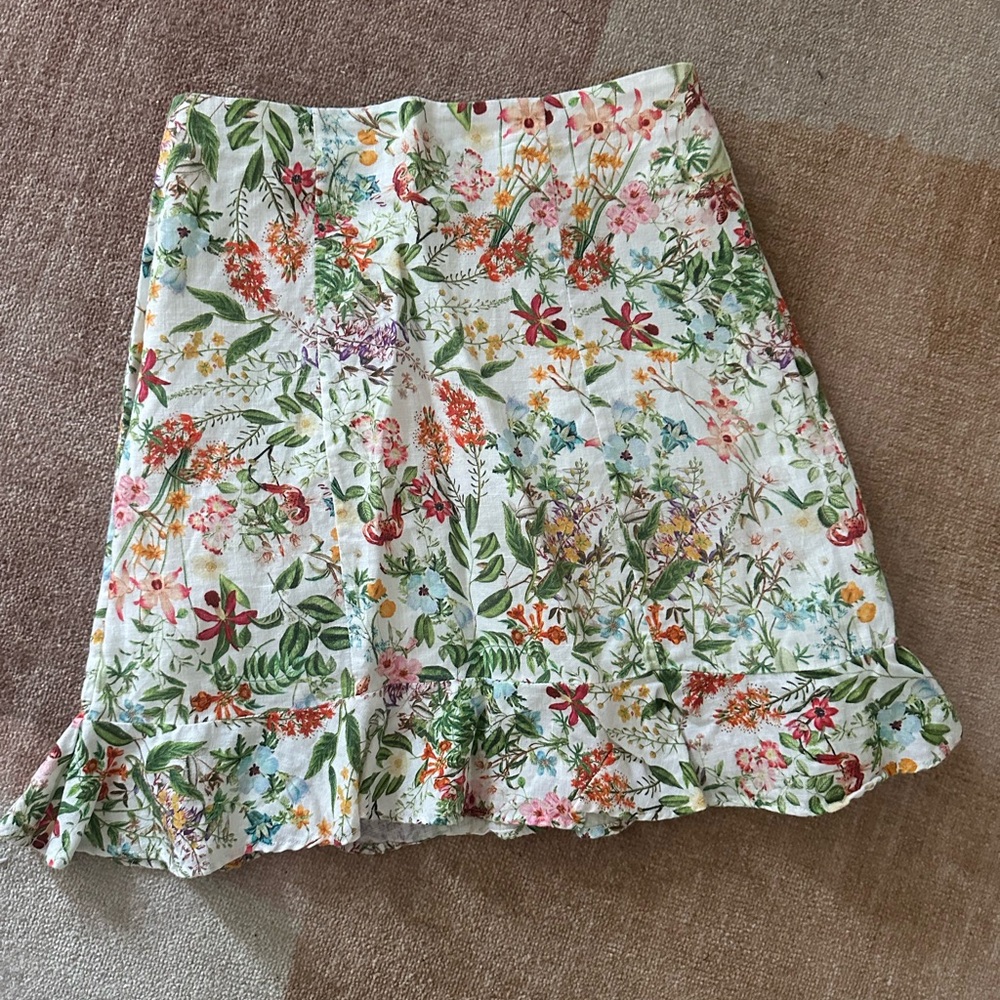 & Other Stories Cream Ruffled Pencil Mini Skirt